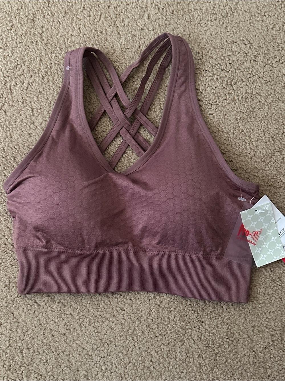 Crisscross Seamless Sports Bra in Mauve - Women's Supportive Bralette